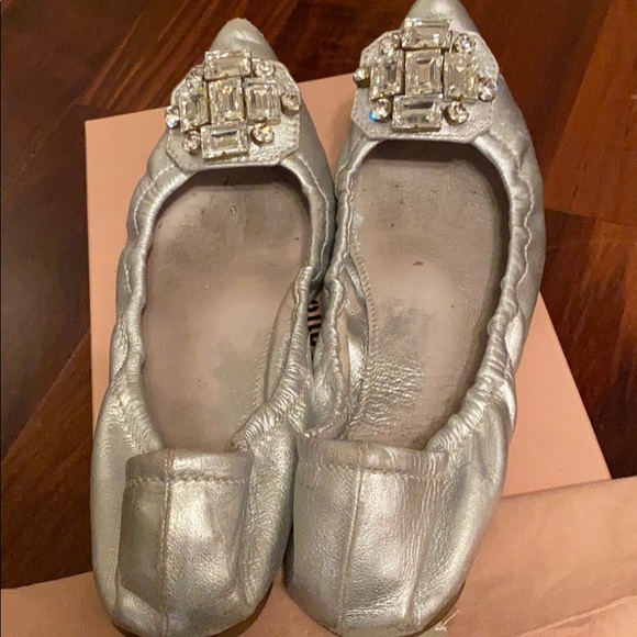 Miu miu silver shoes women’s 7 Swarovski crystal - Picture 4 of 6